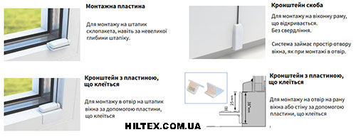 Механизмы для приклеивания штор на окно
